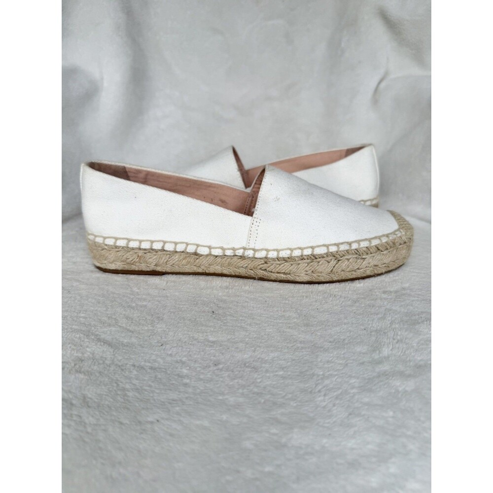 J.Crew Espadrille Flats White Canvas Slip On Summer Shoes Womens 7.5 BH420 New